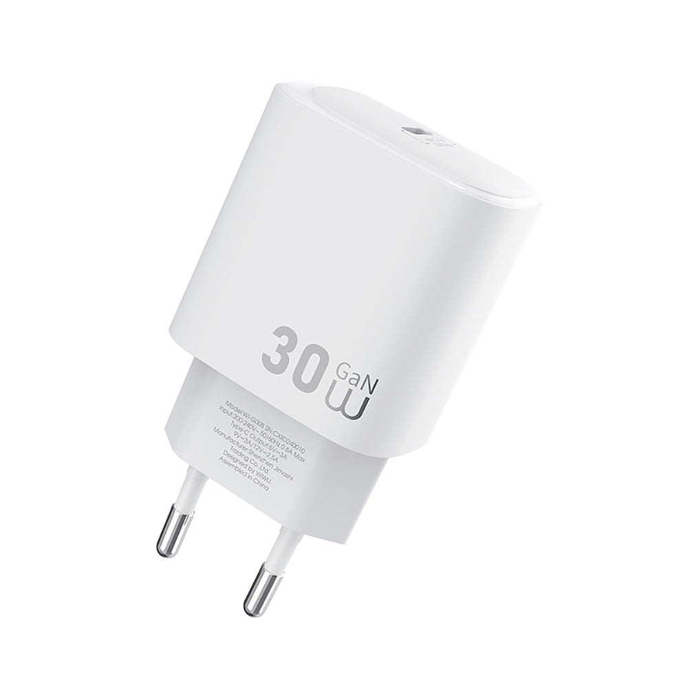 Wiwu Wi-G008 Essen Series GaN Tech PD Fast Charging Head Type-C to Type-C PD 30W Wired Charging Set White