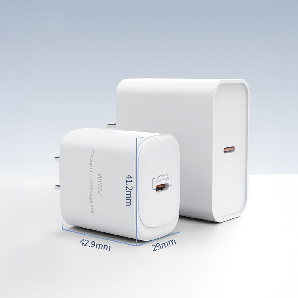 Wiwu Wi-G008 Essen Series GaN Tech PD Fast Charging Head Type-C to Type-C PD 30W Wired Charging Set White