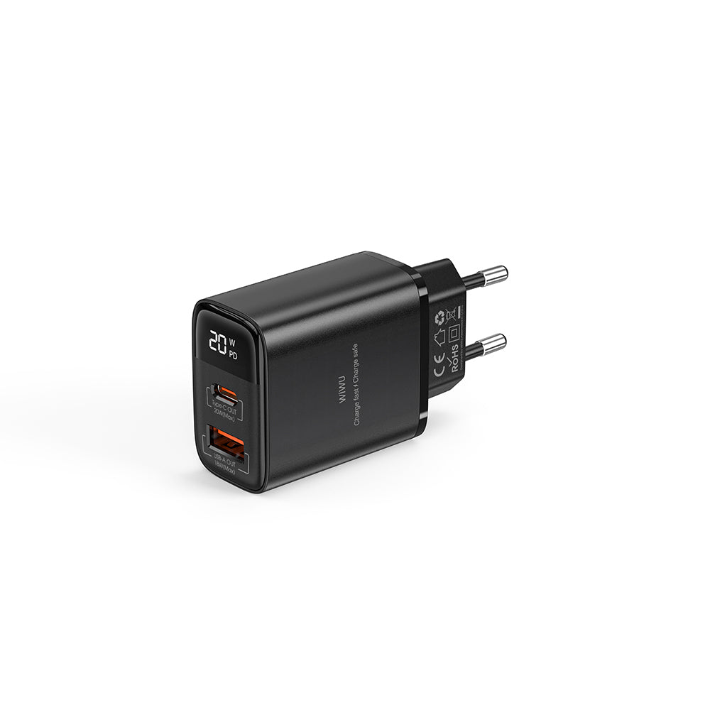 Wiwu Wi-G009 Firefly Serisi GaN Tech PD Hızlı Şarj Özellikli Şarj Başlığı 20W Siyah