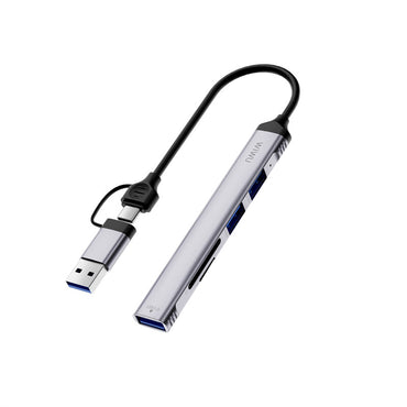 Wiwu Wi-HB003 Zolo Serisi USB3.0 + USB2.0 + SD/TF Bağlantılı Type-C USB-A 5in1 Hub Gri