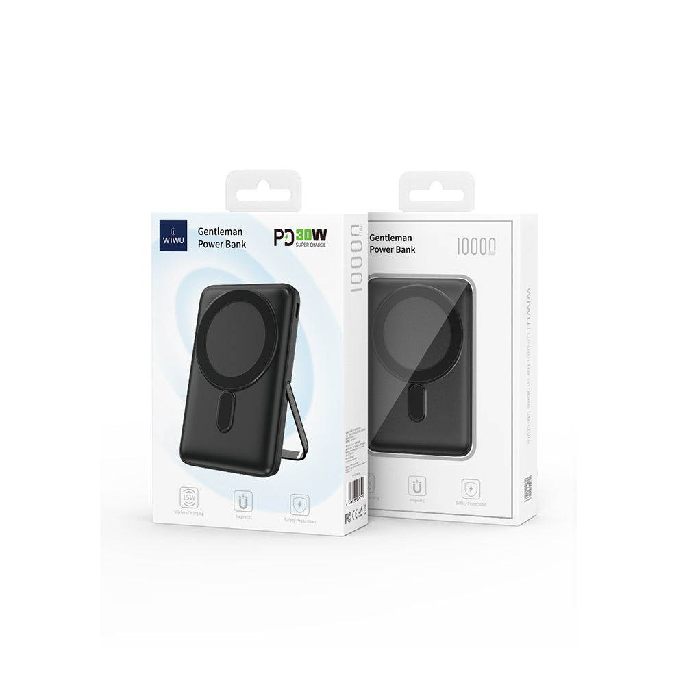 Wiwu Wi-P011 Gentleman Series Wireless Power Bank with LED Light Display Stand 10,000mAh 15W White