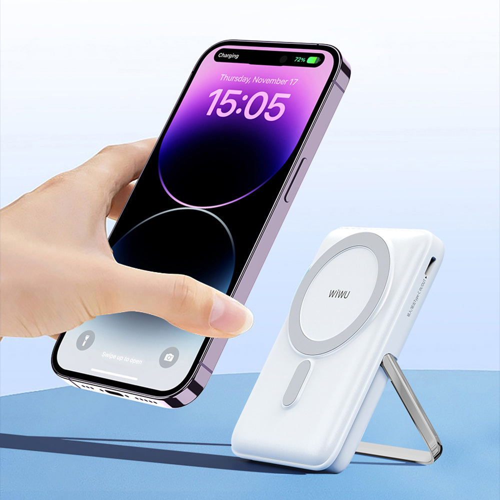Wiwu Wi-P011 Gentleman Series Wireless Power Bank with LED Light Display Stand 10,000mAh 15W White