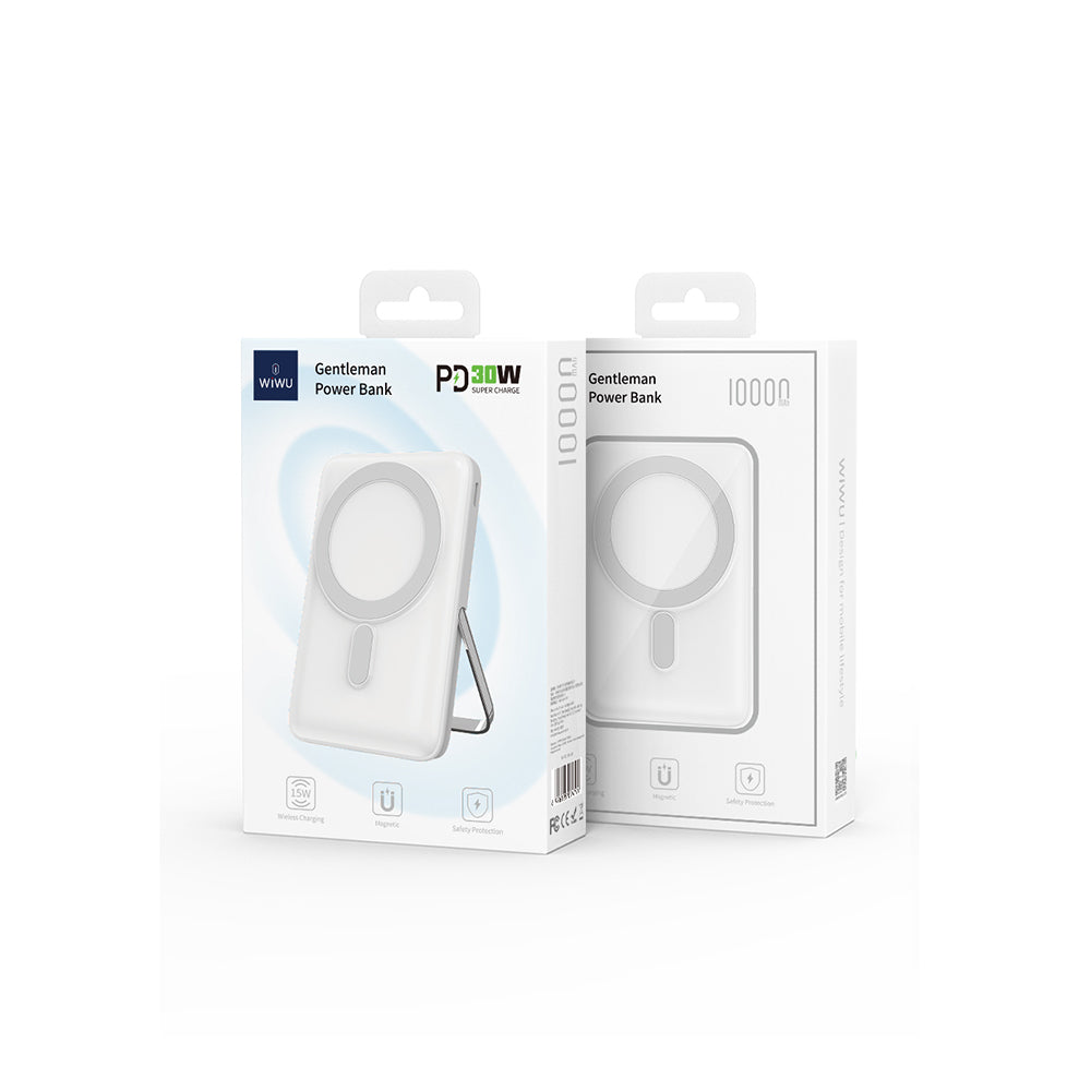 Wiwu Wi-P011 Gentleman Series Wireless Power Bank with LED Light Display Stand 10,000mAh 15W White