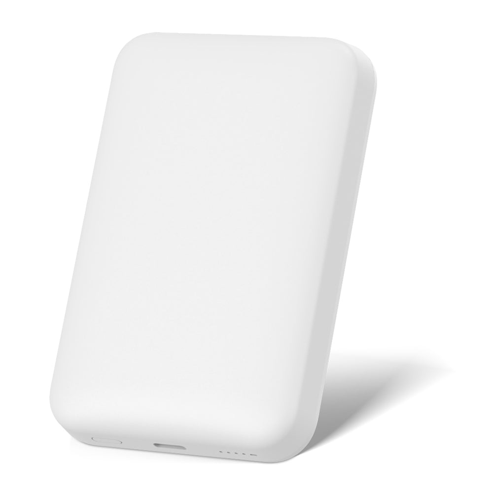 Wiwu Wi-P037 Qi Şarj Teknolojili LED Işık Göstergeli M-safe Kablosuz Powerbank 5000mAh 15W Beyaz