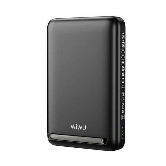 Wiwu Wi-P043 LED Işık Göstergeli Standlı Taşınabilir M-safe Wireless Powerbank 10.000mAh 15W Siyah