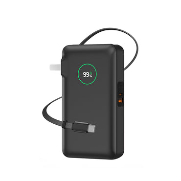 Wiwu Wi-P049 Noble Serisi Type-C Kablolu Dijital LED Göstergeli Powerbank PD 35W 10000mAh Gri