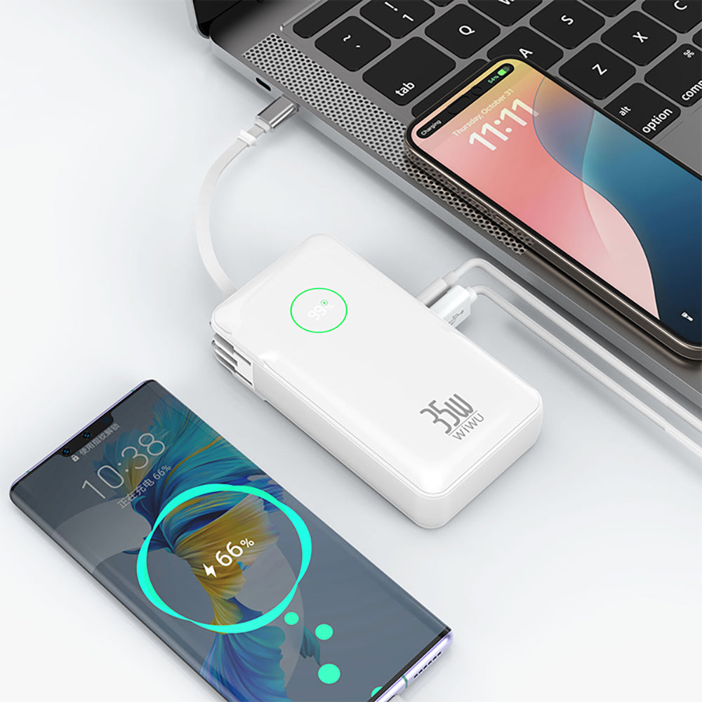 Wiwu Wi-P049 Noble Series Type-C Cable Digital LED Display Powerbank PD 35W 10000mAh Black