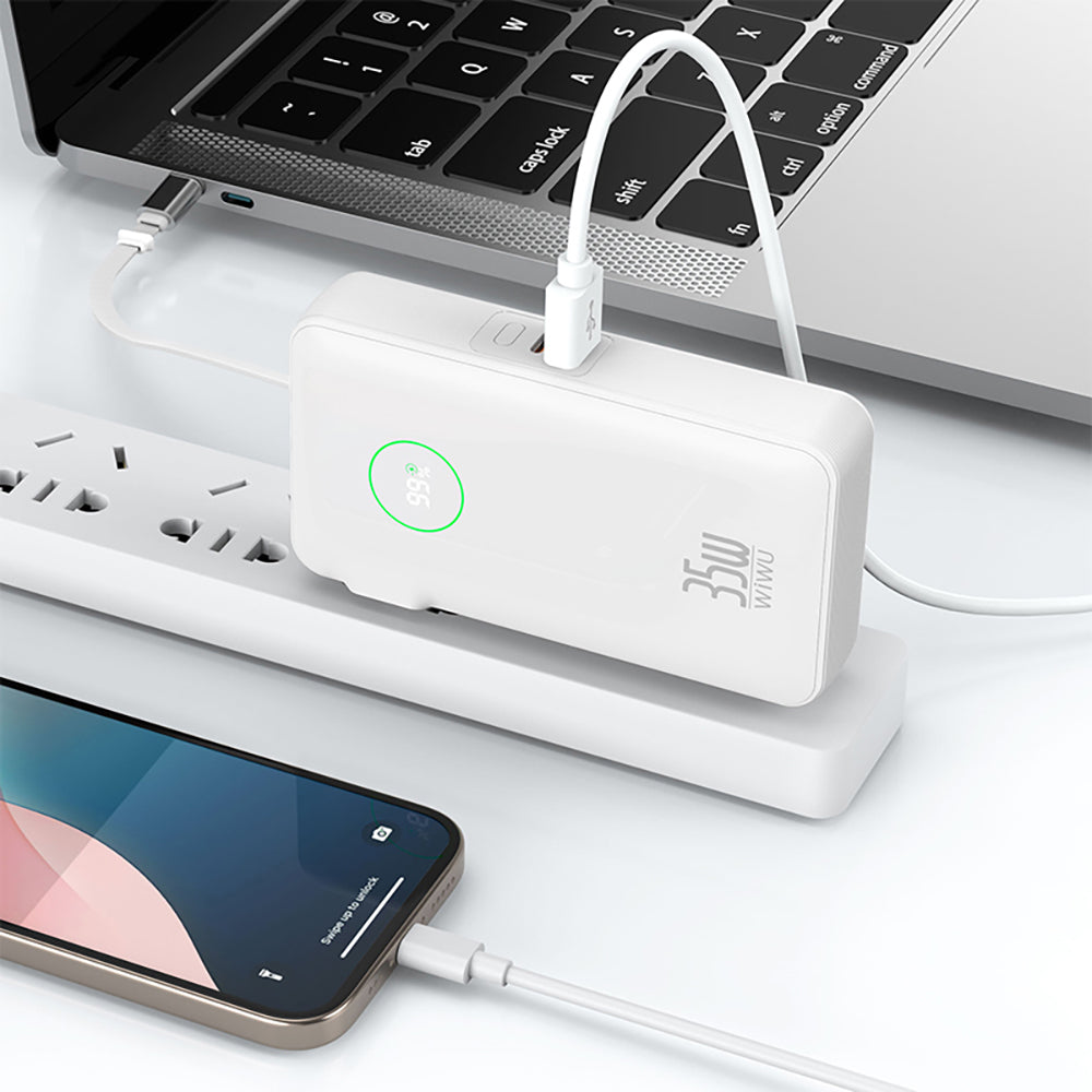 Wiwu Wi-P049 Noble Series Type-C Cable Digital LED Display Powerbank PD 35W 10000mAh White