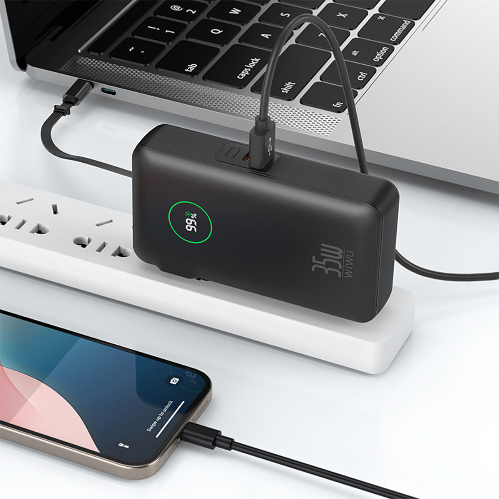 Wiwu Wi-P049 Noble Series Type-C Cable Digital LED Display Powerbank PD 35W 10000mAh White