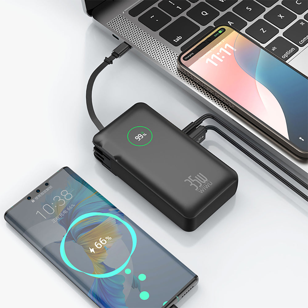 Wiwu Wi-P049 Noble Series Type-C Cable Digital LED Display Powerbank PD 35W 10000mAh Black