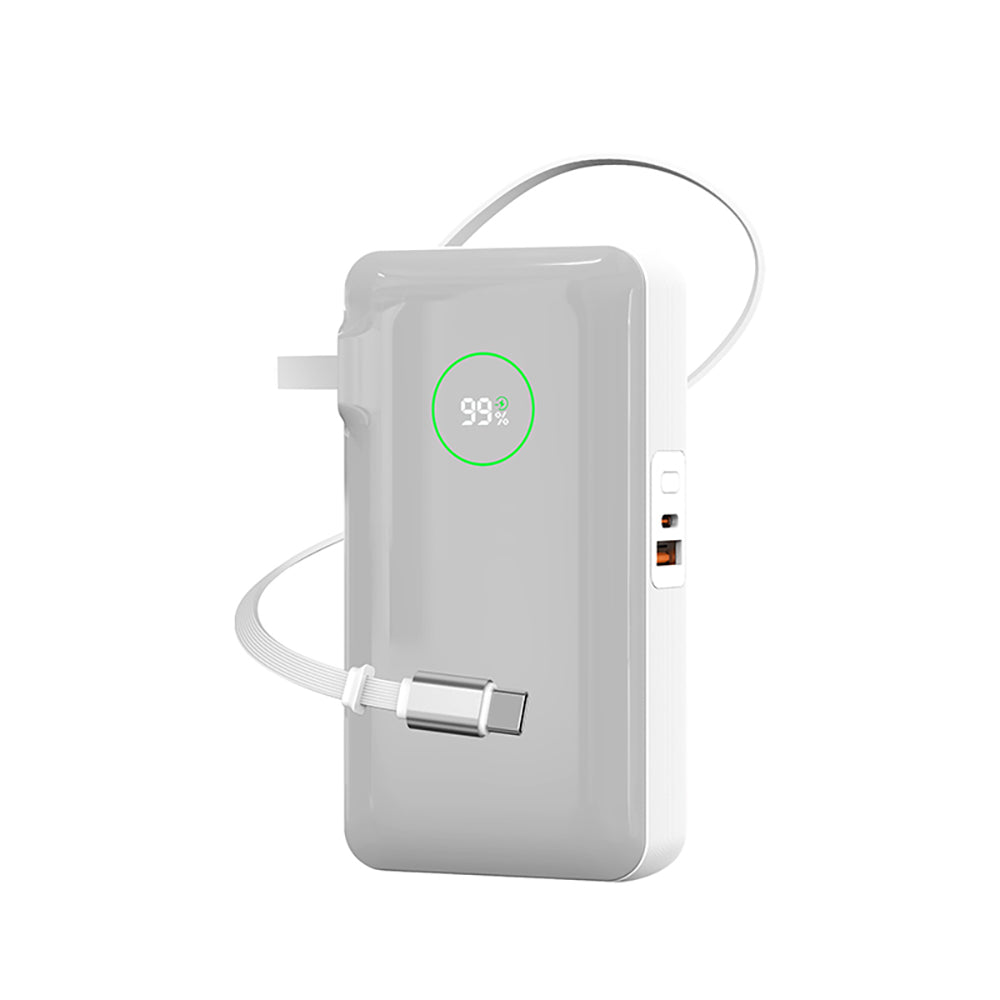 Wiwu Wi-P049 Noble Serisi Type-C Kablolu Dijital LED Göstergeli Powerbank PD 35W 10000mAh Gri