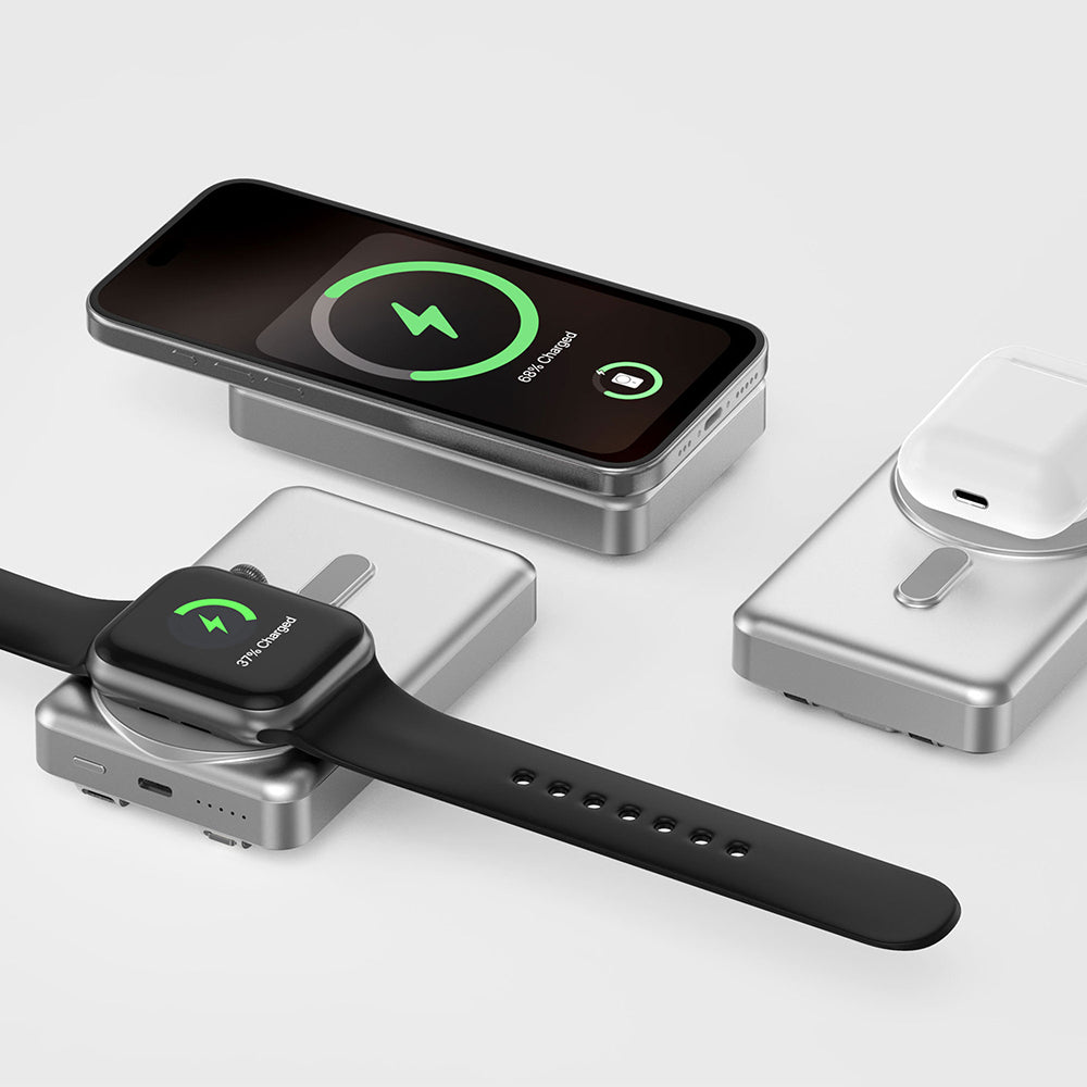 Wiwu Wi-P056 Taşınabilir Wireless Şarj ve PD Hızlı Şarj Özellikli Powerbank 15W 10000mAh Siyah