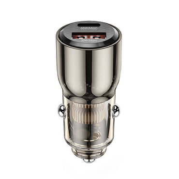 Wiwu Wi-QC012 Geek Serisi Type-C + USB-A Hızlı Şarj Özellikli Transparan Tasarımlı Araç Şarj Aleti 95W