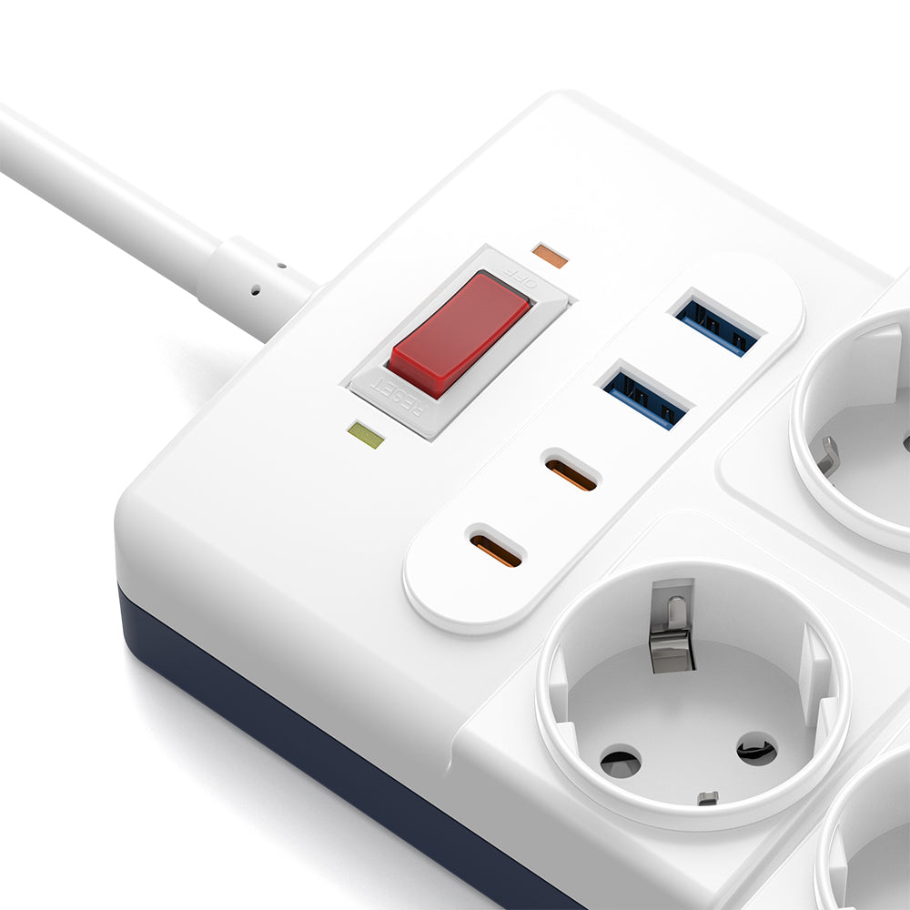 Wiwu Wi-S008 20W GaN Tech Power Strip 14 in 1 Multiple Socket 2M White