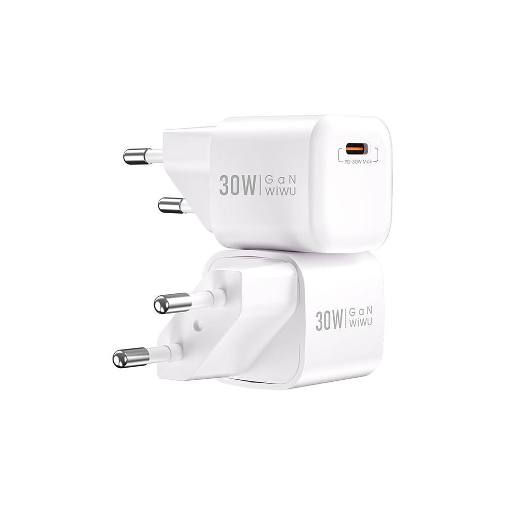 Wiwu Wi-U006 GaN Tech PD Hızlı Şarj Özellikli Seyahat Şarj Başlığı 30W Beyaz