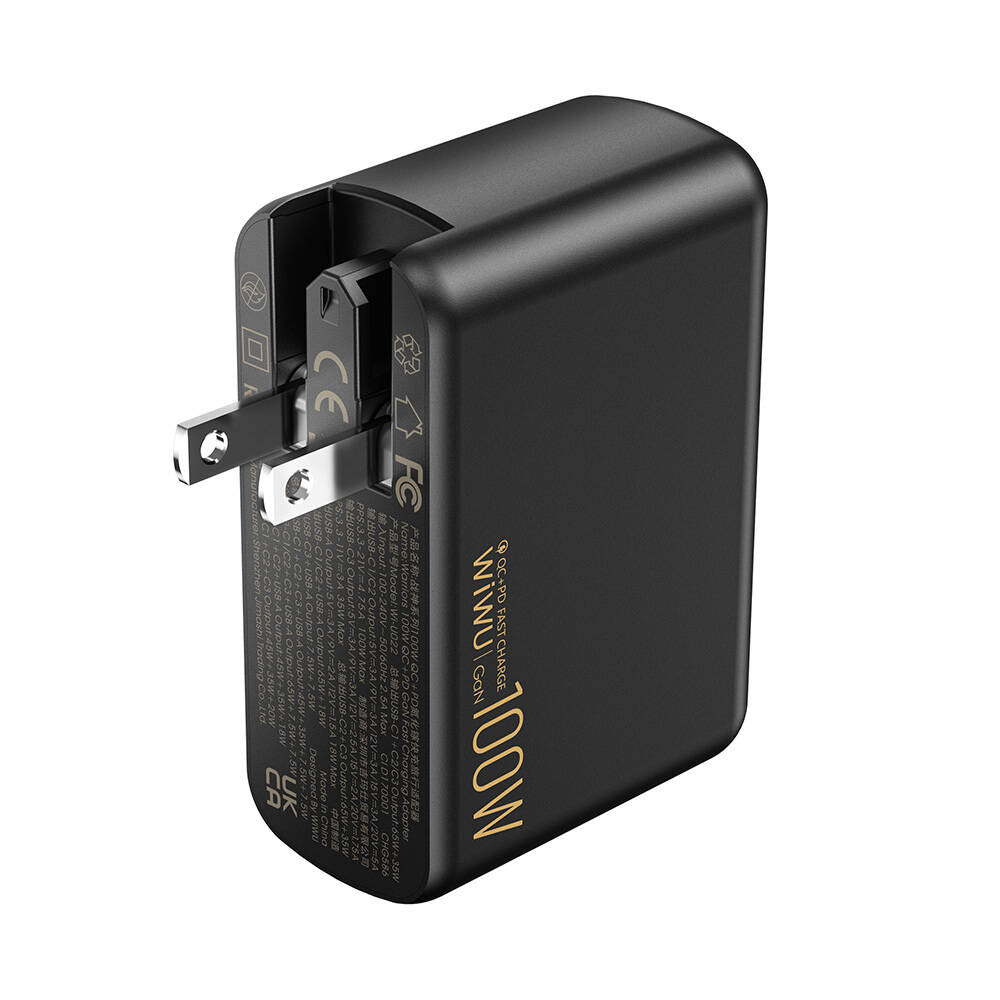 Wiwu Wi-U022W Warrior Series GaN Technology 100W QC+PD Universal Fast Charging Head Black