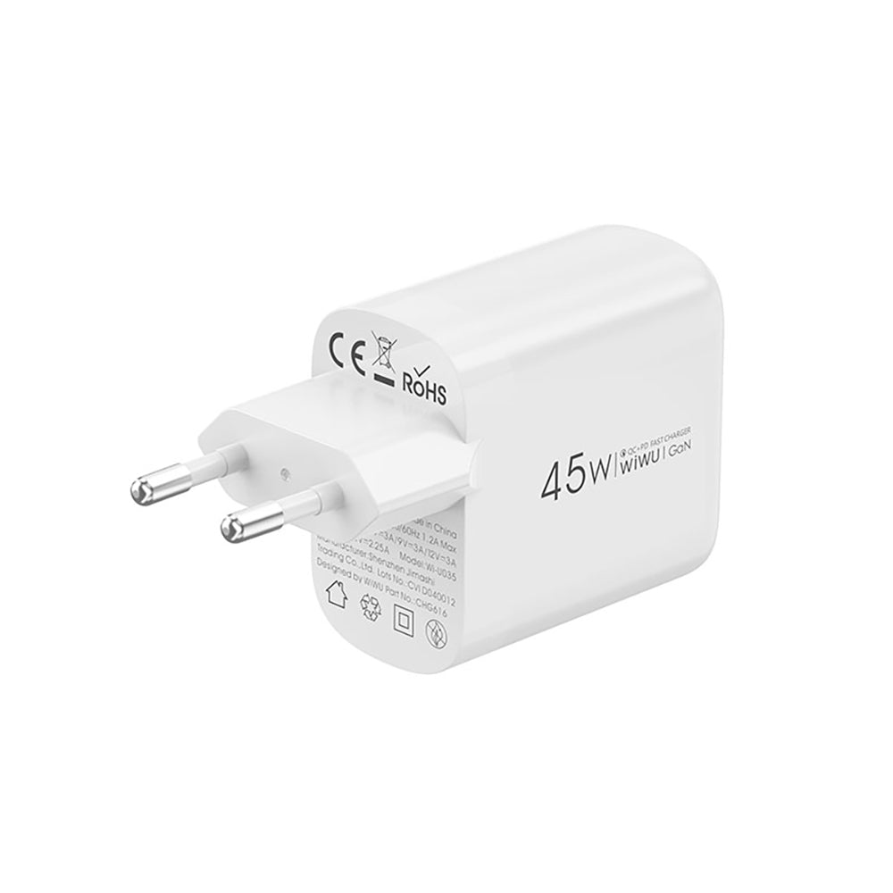 Wiwu Wi-U035 GaN Tech PD Fast Charging QC 3.0 Charging Head 45W White
