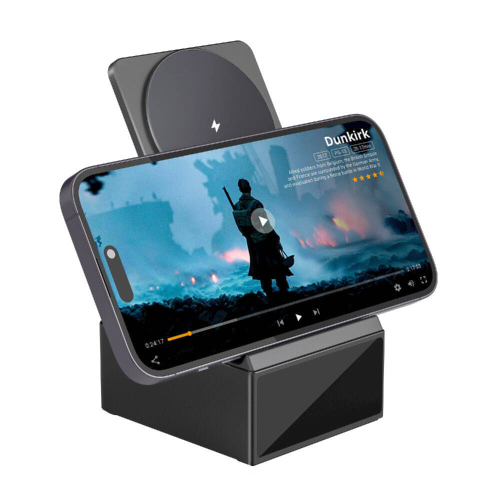 Wiwu Wi-W011 Platinum 3-in-1 Magnetic Wireless Charging Stand with Digital Clock and Alarm, Fast Charging, Black