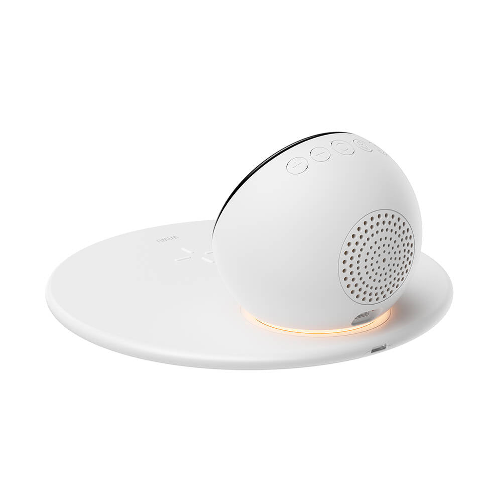 Wiwu Wi-W017 Wireless Charging Stand Dual Alarm Digital Clock Bluetooth Speaker White