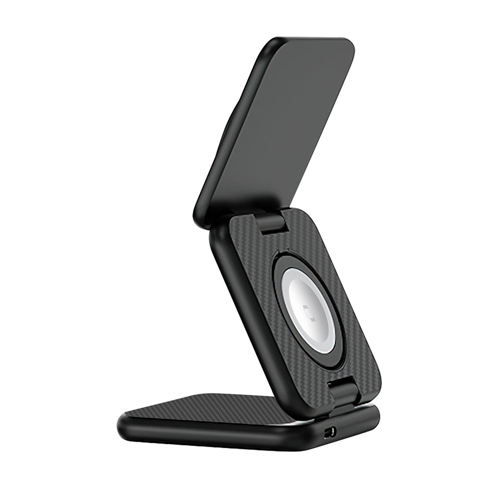 Wiwu Wi-W035 3 in 1 Magnetic Fast Charging Aramid Fiber Wireless Charging Stand 15W Black