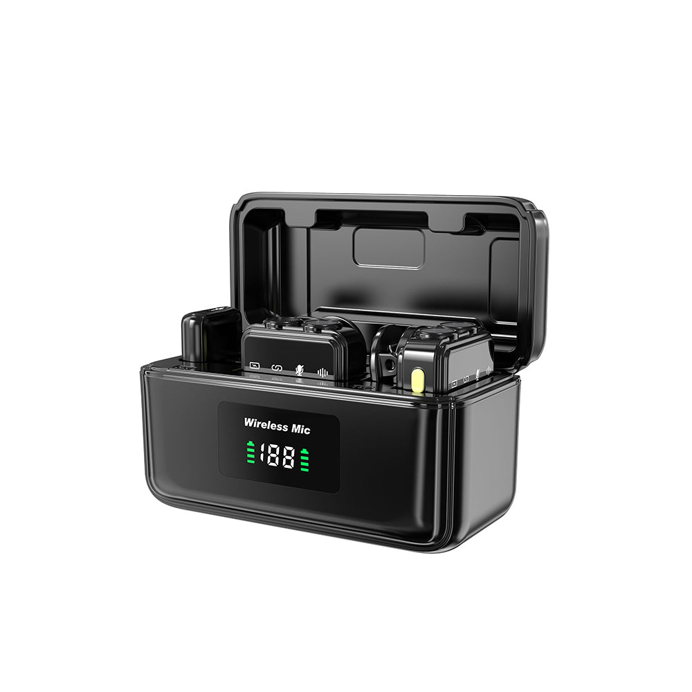 Wiwu Wi-WM005 2in1 Type-C ve Lightning Portlu ANC Özellikli Kablosuz Yaka Mikrofonu Siyah