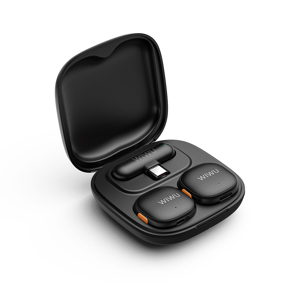 Wiwu Wi-WM006 2in1 Type-C Port Artificial Intelligence Supported ANC Featured Wireless Lavalier Microphone Black