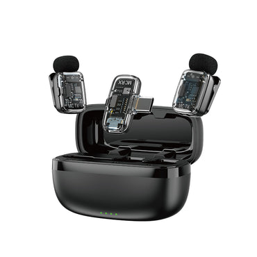 Wiwu Wi-WM008 2in1 Type-C Portlu ANC Özellikli Kablosuz Yaka Mikrofonu Siyah