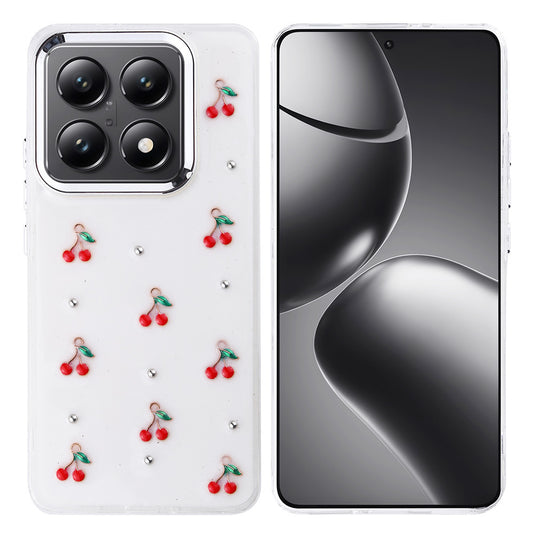 Xiaomi 14T Pro Case Airbag Design Glitter Transparent Zore Polar Cover Cherry