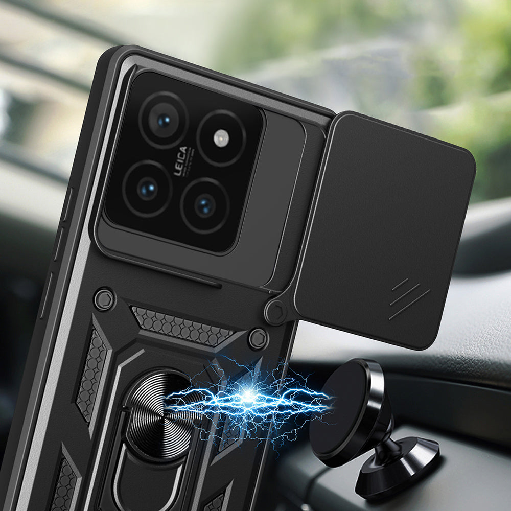 Xiaomi 14T Pro Case Magnetic Stand Camera Protection Zore Sliding Vega Cover Black