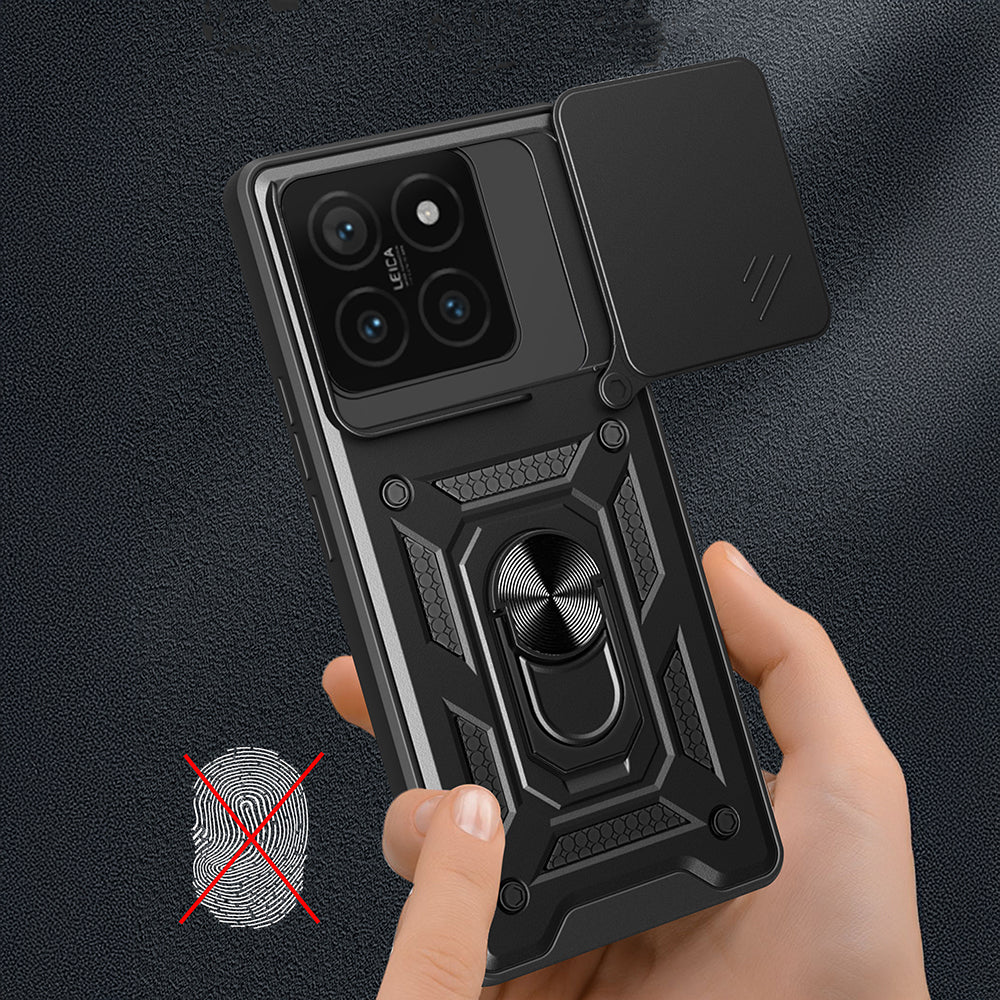 Xiaomi 14T Pro Case Magnetic Stand Camera Protection Zore Sliding Vega Cover Black