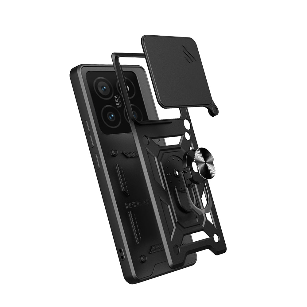 Xiaomi 14T Pro Case Magnetic Stand Camera Protection Zore Sliding Vega Cover Black