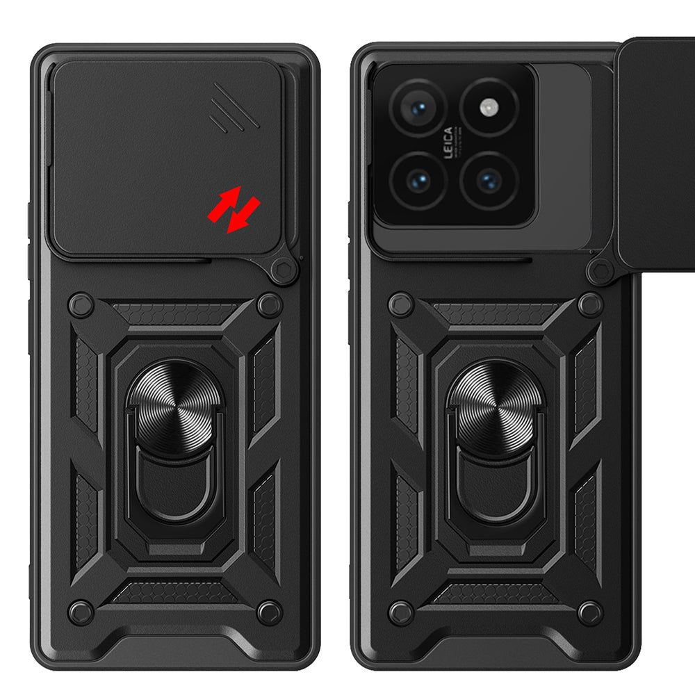Xiaomi 14T Pro Case Magnetic Stand Camera Protection Zore Sliding Vega Cover Black