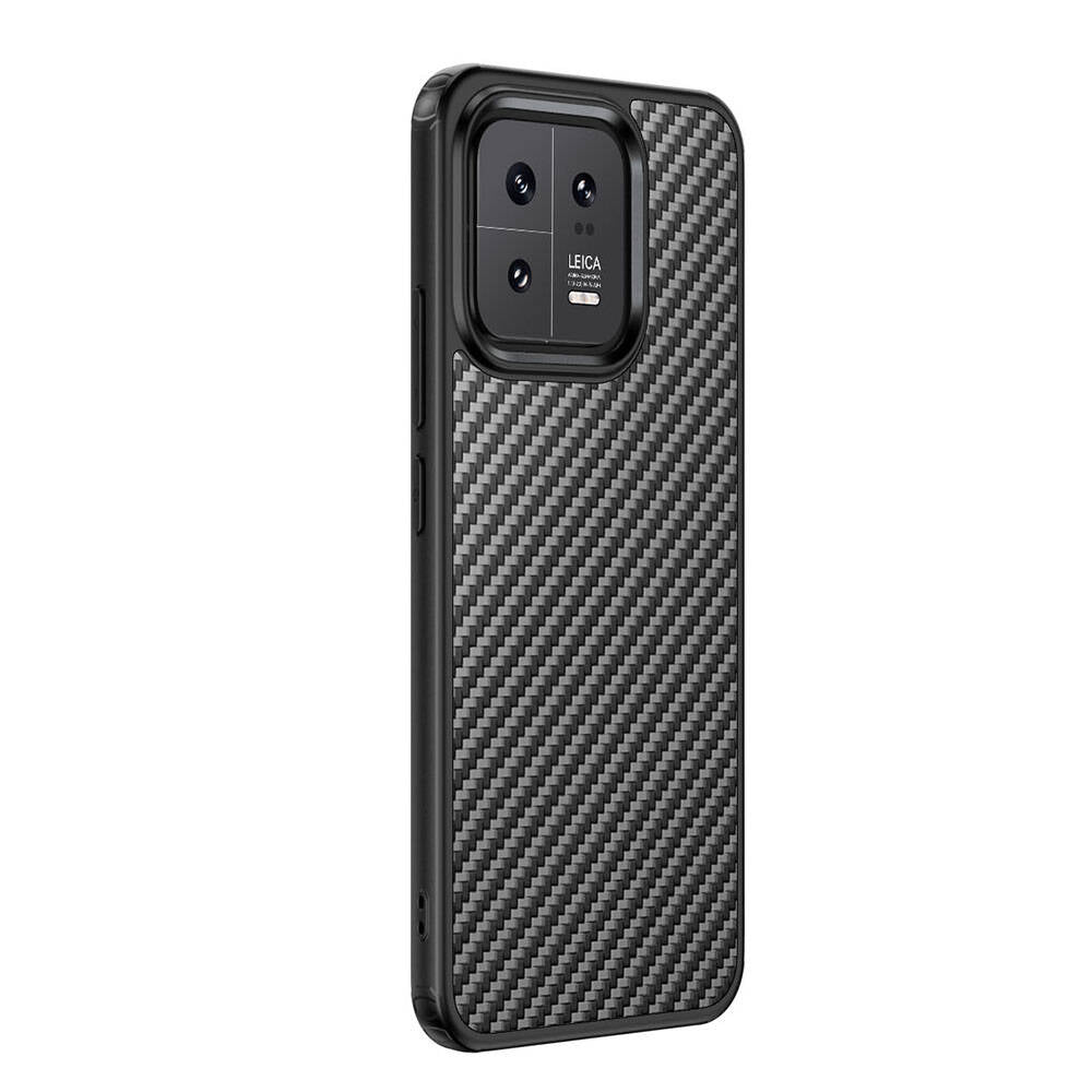 Xiaomi Mi 13 Pro Kılıf Aramid Karbon Fiber M-safe Özellikli Wlons Radison Kapak Siyah