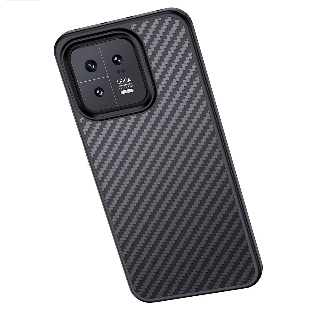 Xiaomi Mi 13 Pro Kılıf Aramid Karbon Fiber M-safe Özellikli Wlons Radison Kapak Siyah