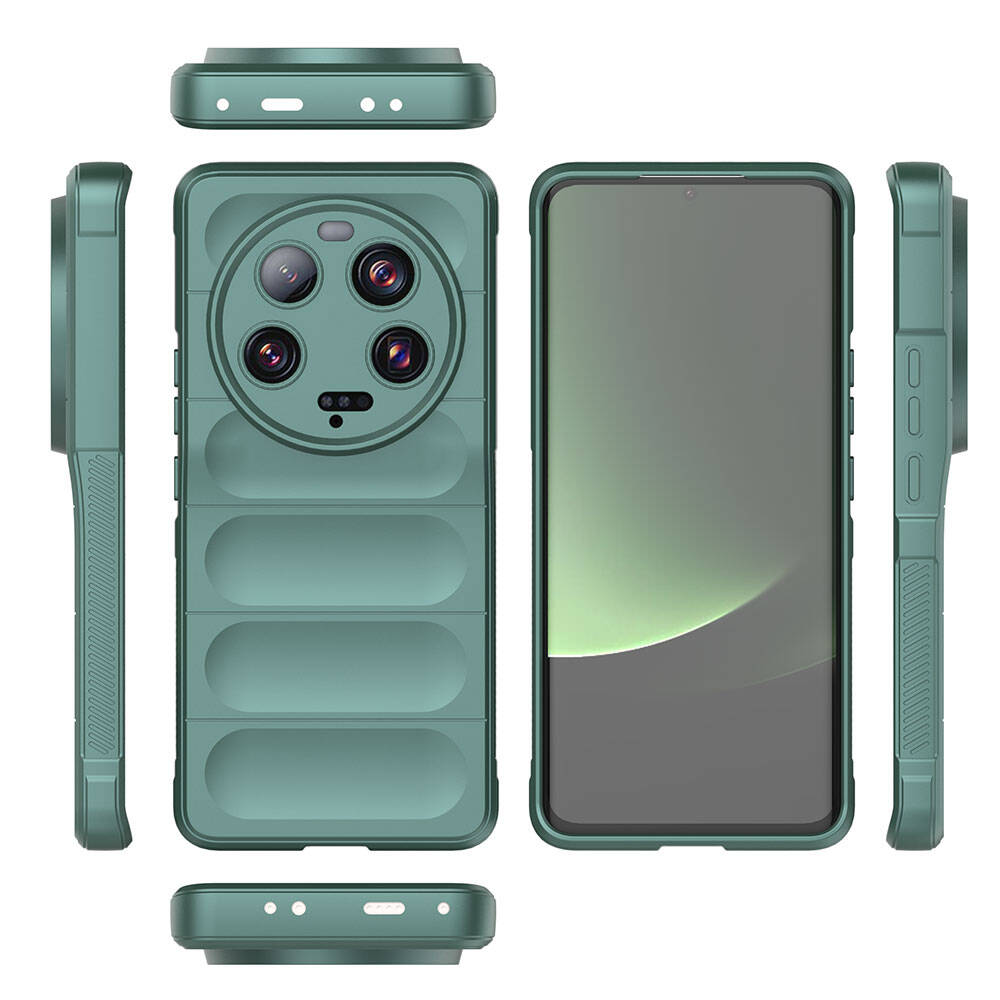 Xiaomi Mi 13 Ultra Case Flexible TPU Hollow Back Surface Design Zore Ethnic Silicone Cover Dark Green