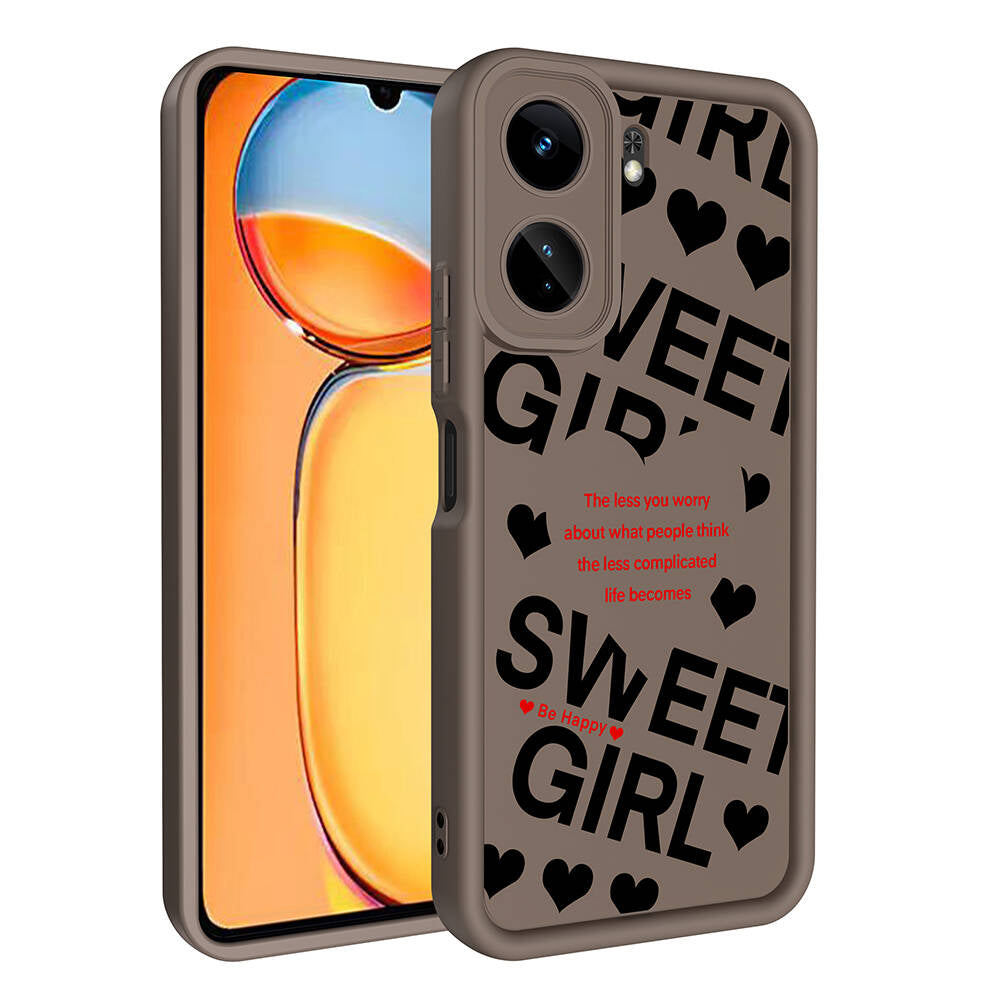 Xiaomi Mi 13T Pro Case Camera Protection Printed Back Surface Zore Classy Cover Dark Brown