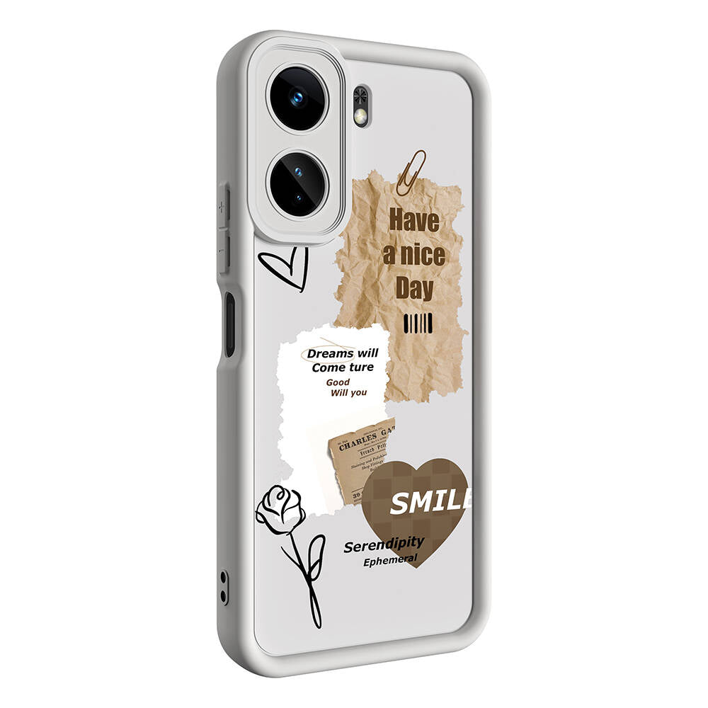 Xiaomi Mi 13T Pro Case Camera Protection Printed Back Surface Zore Classy Cover White