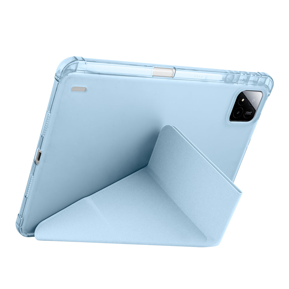 Xiaomi Pad 7 Case Zore Tri Folding Stand Case with Pen Compartment Blue