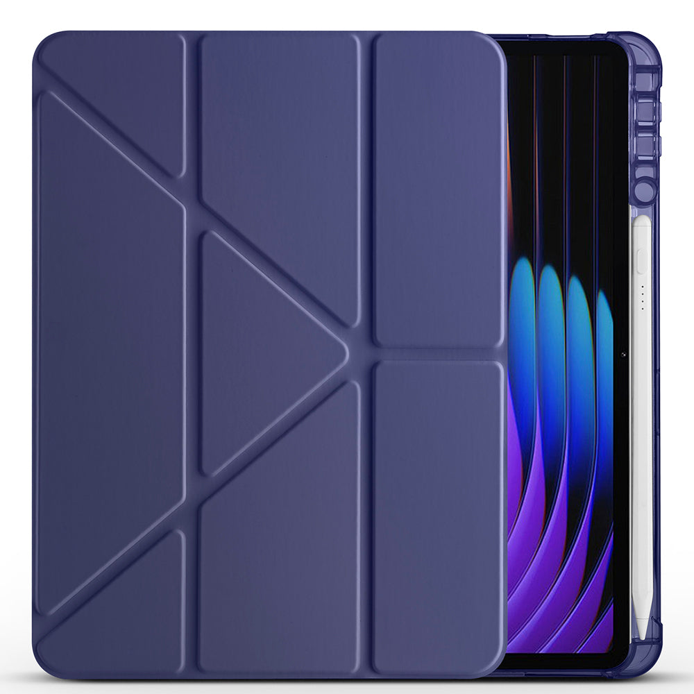 Xiaomi Pad 7 Case Zore Tri Folding Stand Case with Pen Compartment Blue