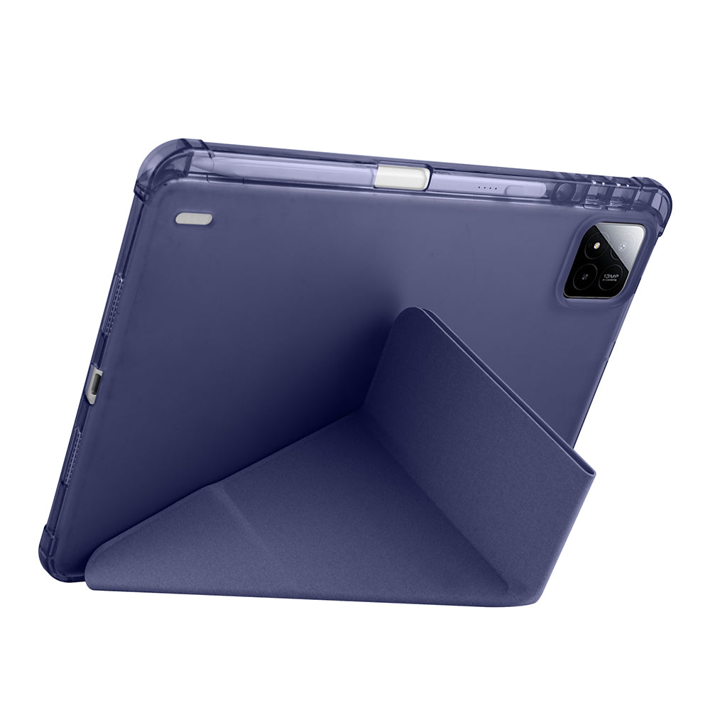 Xiaomi Pad 7 Case Zore Tri Folding Stand Case with Pen Compartment Blue