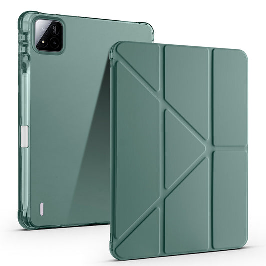 Xiaomi Pad 7 Case Zore Tri Folding Stand Case with Pen Compartment Dark Green