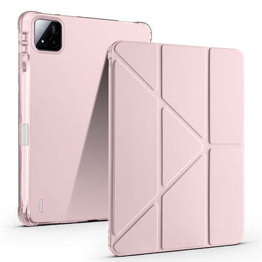 Xiaomi Pad 7 Pro Case Zore Tri Folding Stand Case with Pen Compartment Rose Gold