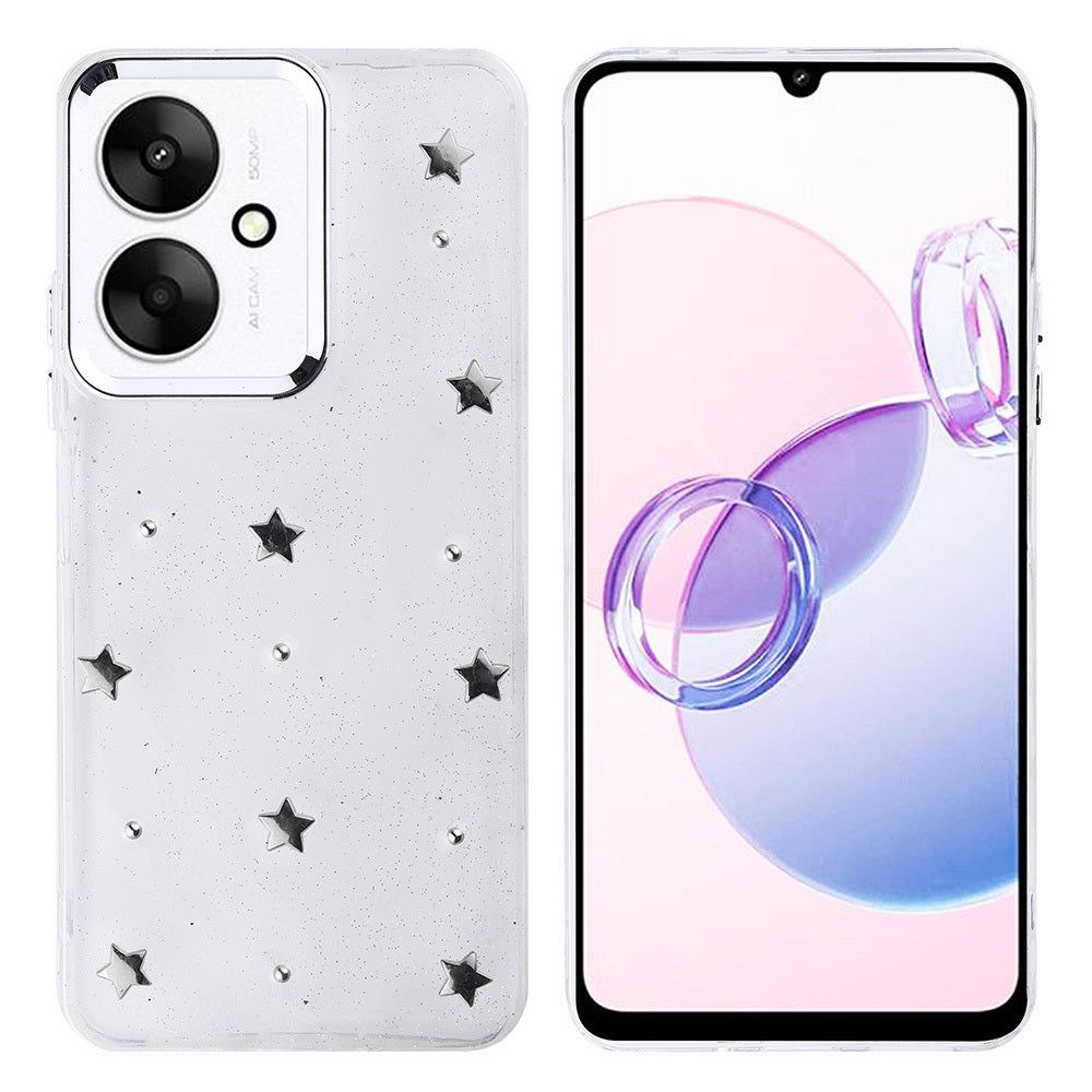 Xiaomi Poco C65 Case Airbag Design Glitter Transparent Zore Polar Cover Cherry