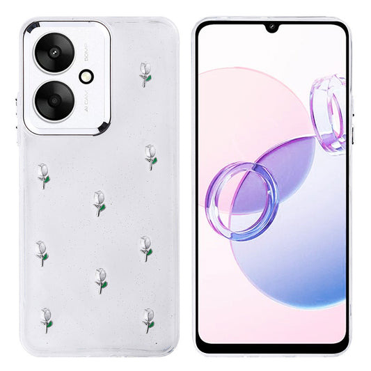 Xiaomi Poco C65 Case Airbag Design Glitter Transparent Zore Polar Cover Tulip