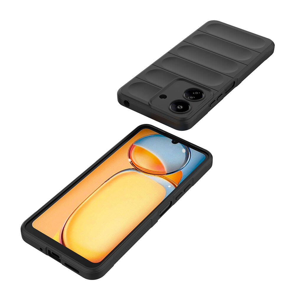 Xiaomi Poco C65 Case Flexible TPU Hollow Back Surface Design Zore Ethnic Silicone Cover Navy Blue