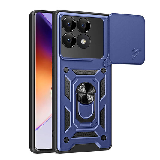 Xiaomi Poco F6 Pro Case Magnetic Stand Camera Protection Zore Sliding Vega Cover Blue
