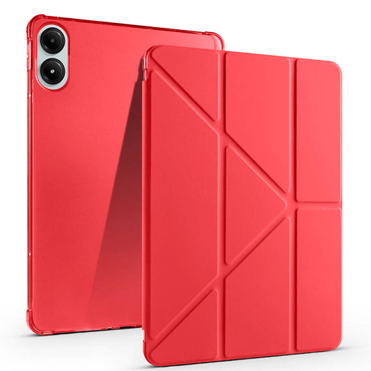 Xiaomi Poco Pad Case Zore Tri Folding Stand Case with Pen Compartment Red