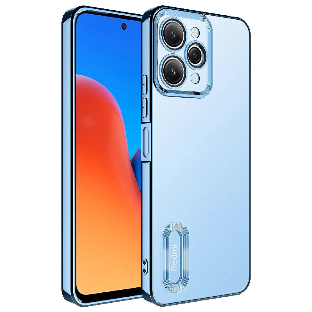 Xiaomi Redmi 12 4G Case Camera Protection Logo Showing Zore Omega Cover Sierra Blue