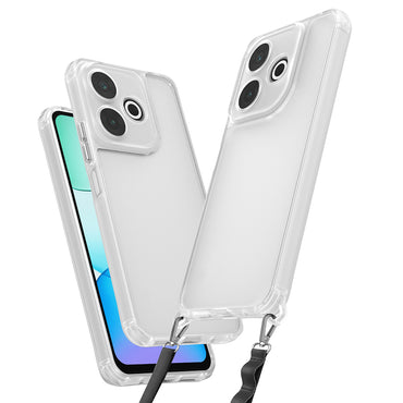 Xiaomi Redmi 13 4G Airbag Case with Attachable Strap Zore Snap Silicone Cover Transparent