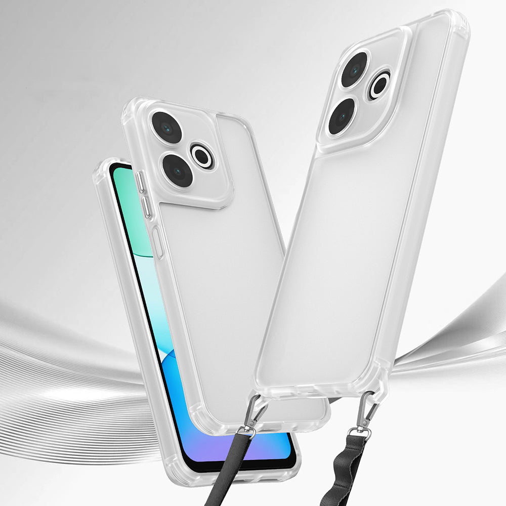 Xiaomi Redmi 13 4G Airbag Case with Attachable Strap Zore Snap Silicone Cover Transparent